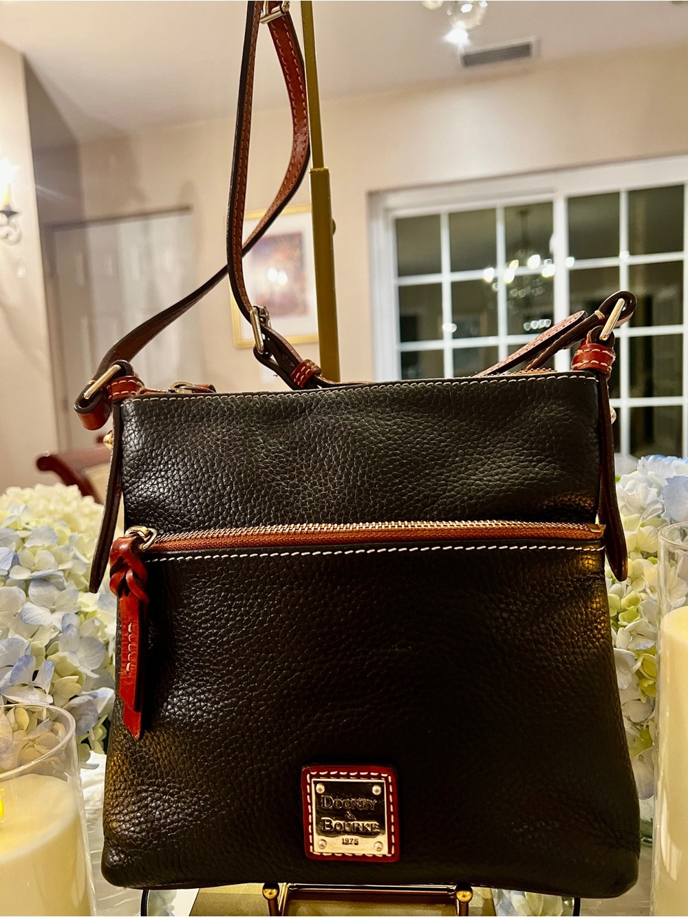 Dooney & Bourke Patsy Black Pebbled Leather Crossbody Messenger Bag
